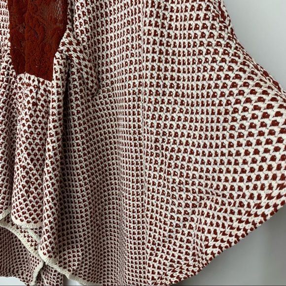 Rare Boho Ryu Rust Red & White Knit Tied Cardigan Sweater New Nwt Size Large - Picture 11 of 16